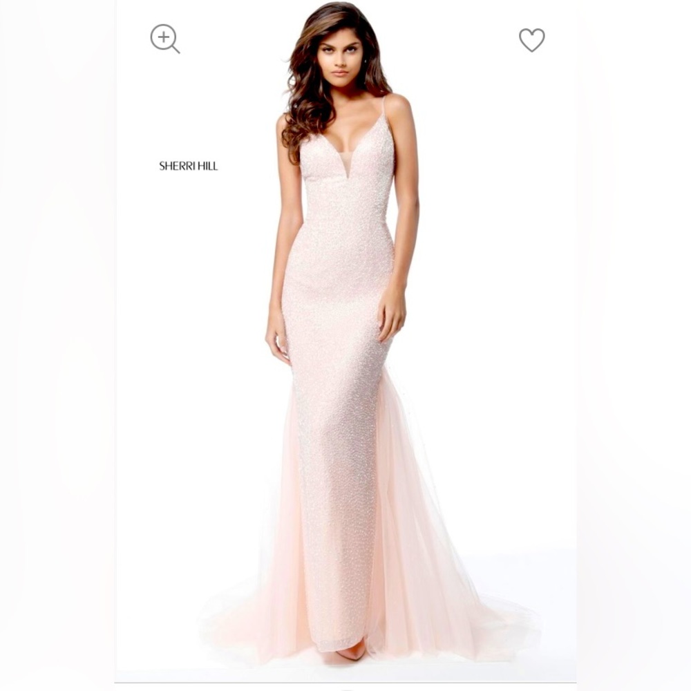 PRICE DROP! Sherri Hill beaded gown. Color: Blush, Size 0 (no alterations)